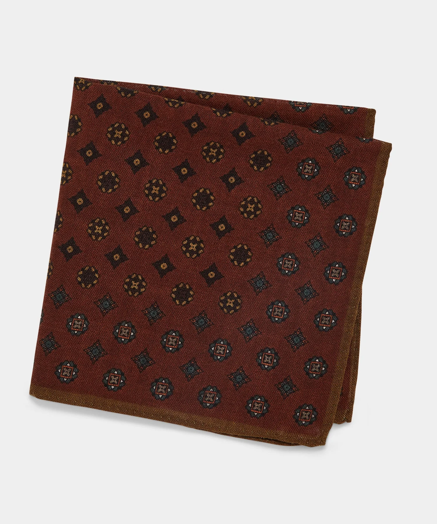 Italian Wool Medallion Pocket Square - 1