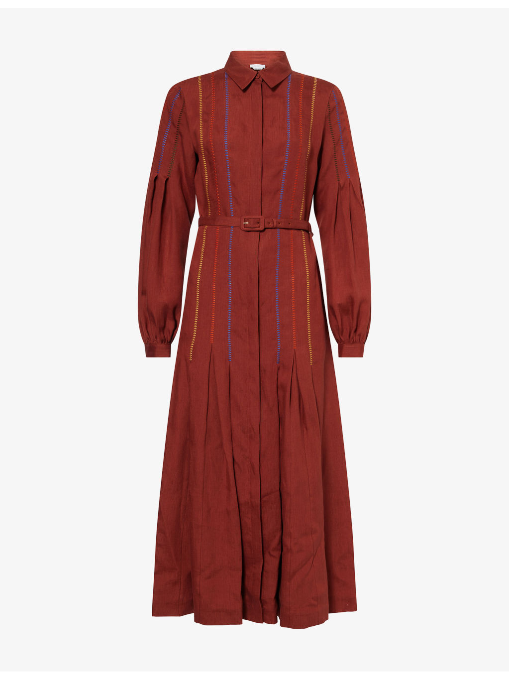 Aleka Pleated Linen Midi Dress - 1