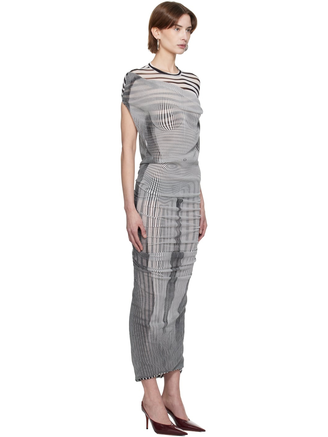 White & Black 'The Draped Body Morphing' Maxi Dress - 2