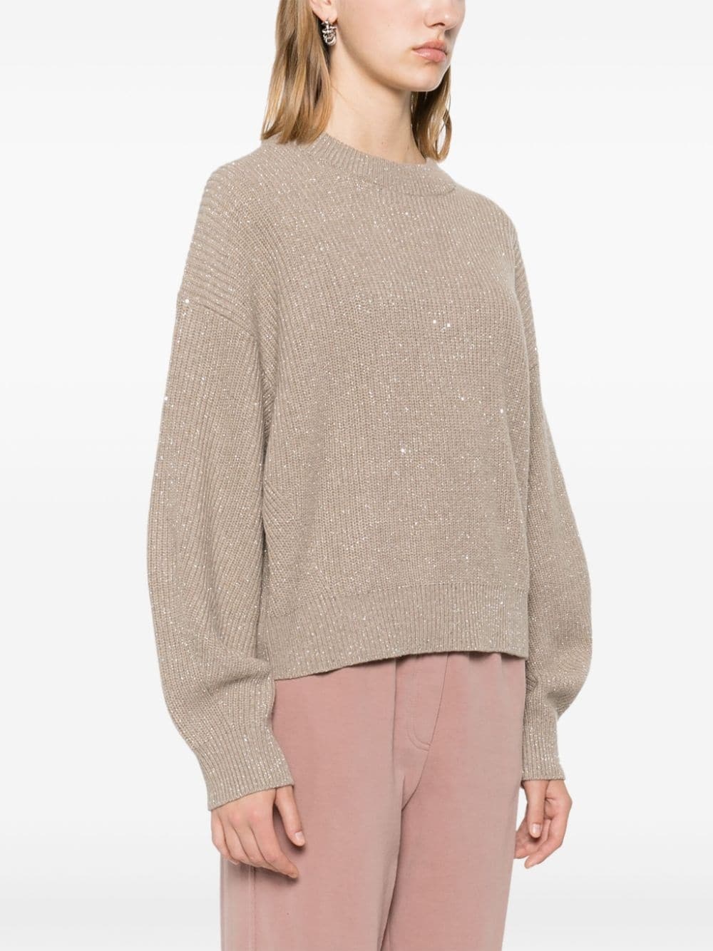 sequin ribbed-knit jumper - 3
