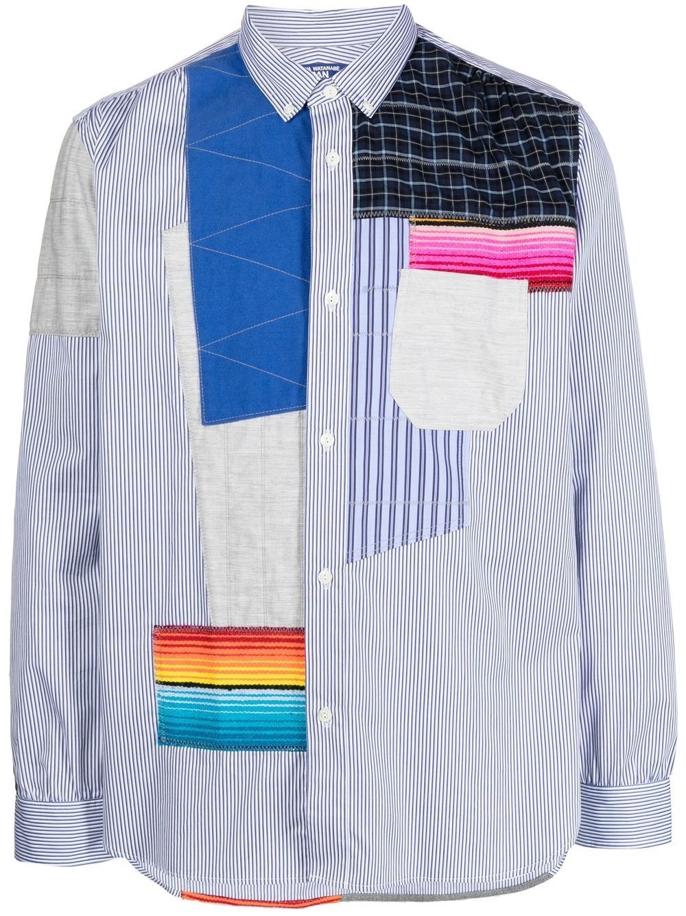 patchwork button-down shirt - 1