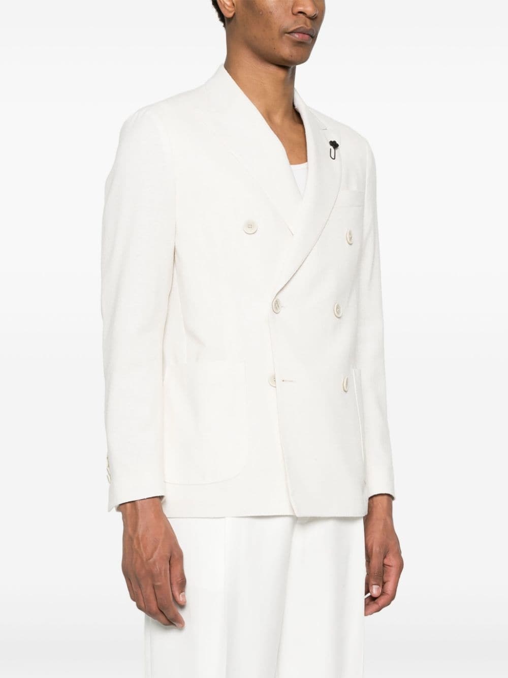 floral-brooch double-breasted blazer - 3