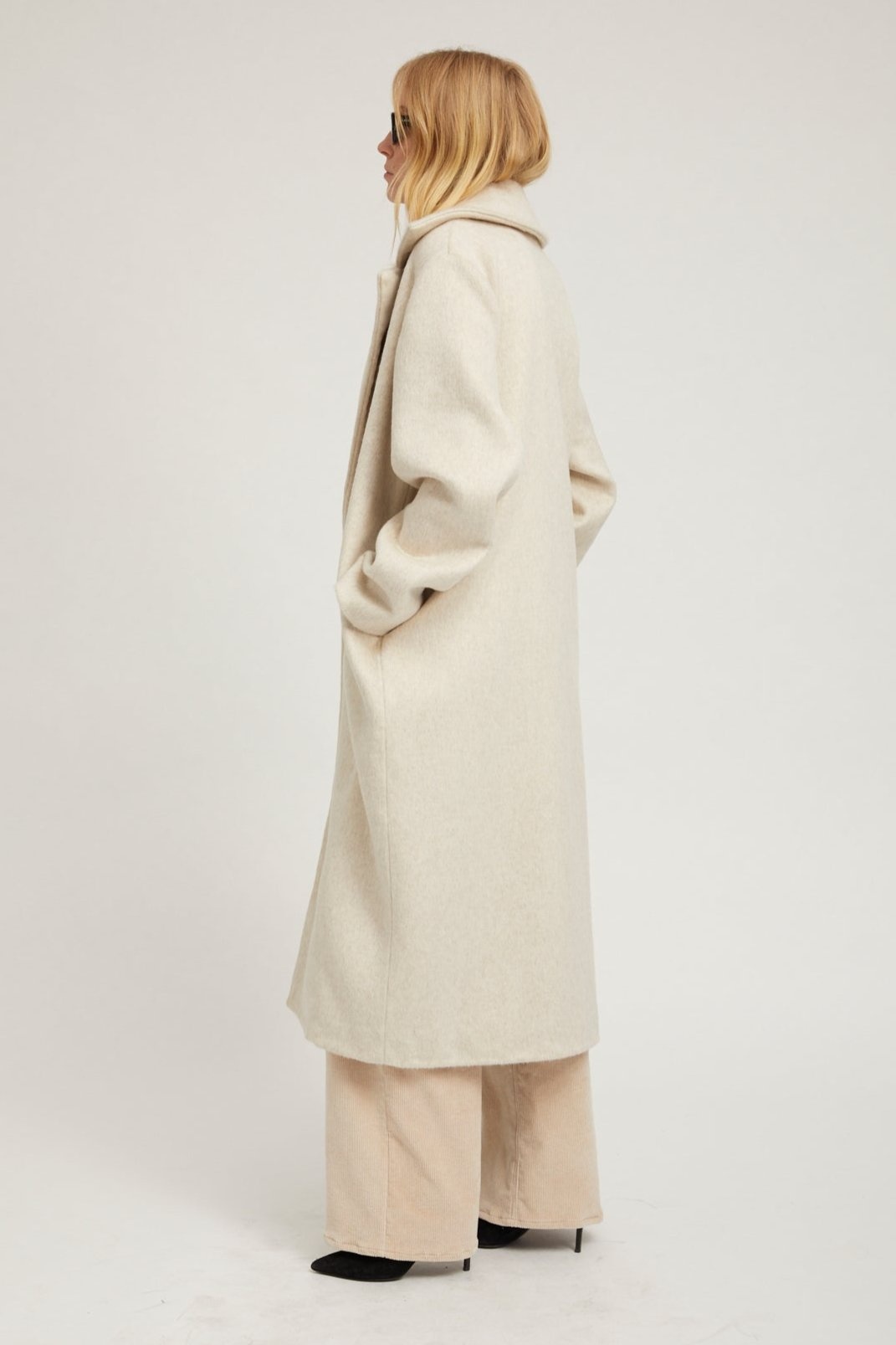 OFF WHITE WOOL CASHMERE CLASSIC COAT - 4