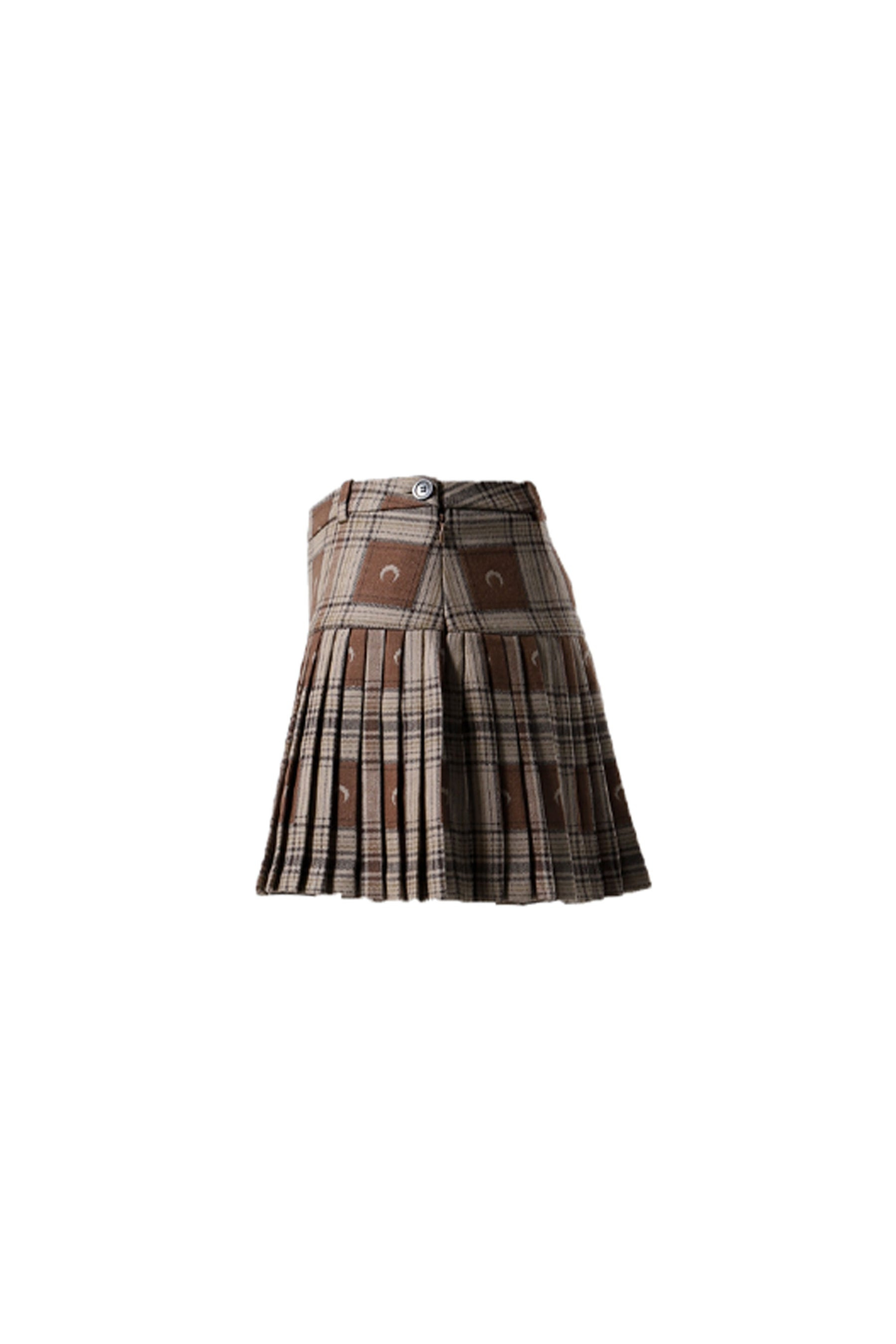 MOON CHECKS JACQUARD PLEATED SKIRT / BRW - 7