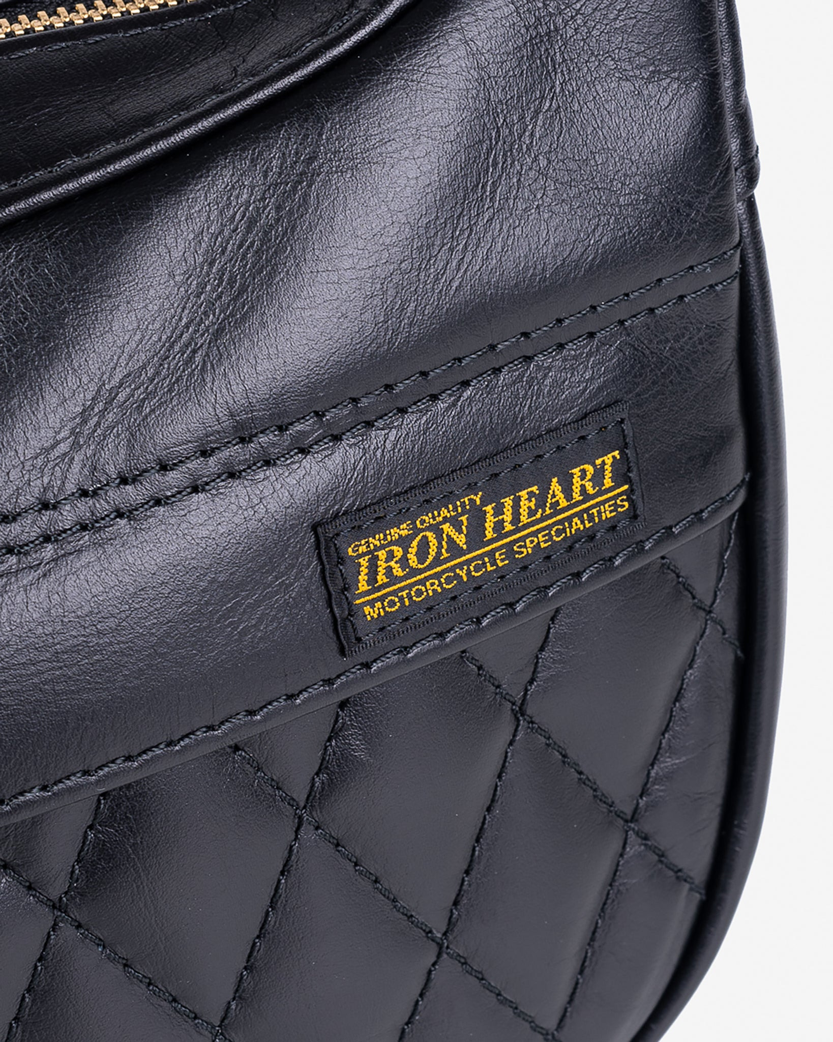IHE-42 Leather Diamond Stitched Shoulder Bag - Black - 9