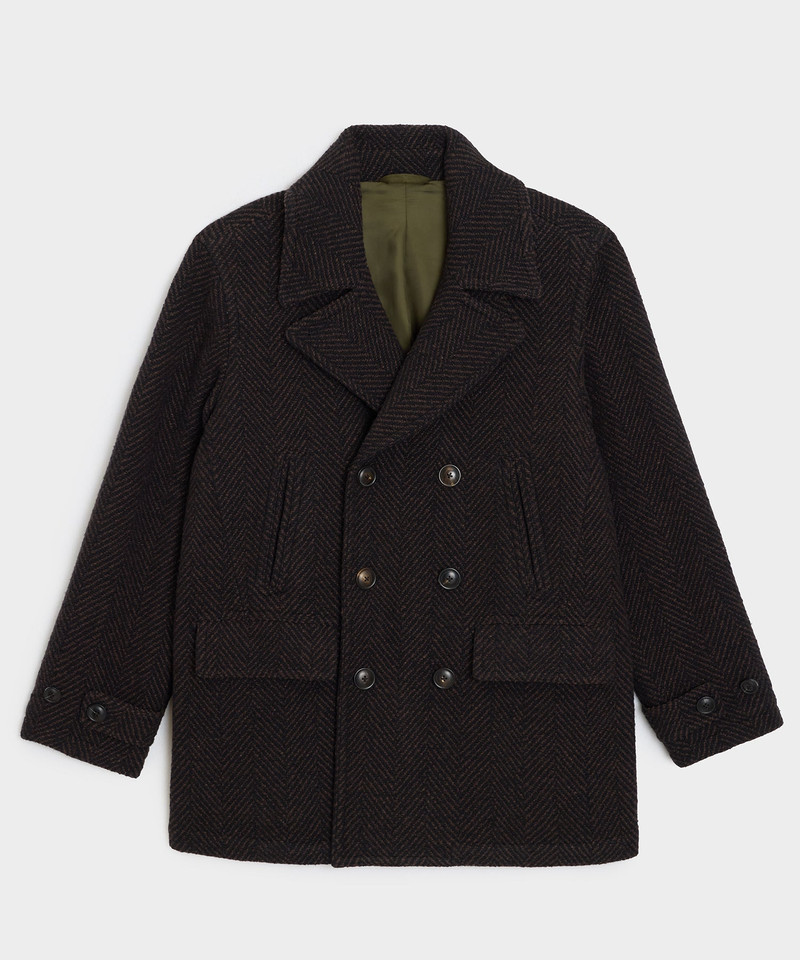 Italian Wool Herringbone Peacoat 1
