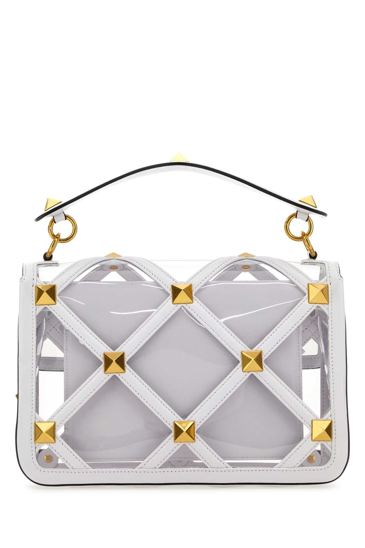 Valentino Garavani Women White Polymeric Material And Leather Large Roman Stud Handbag - 3