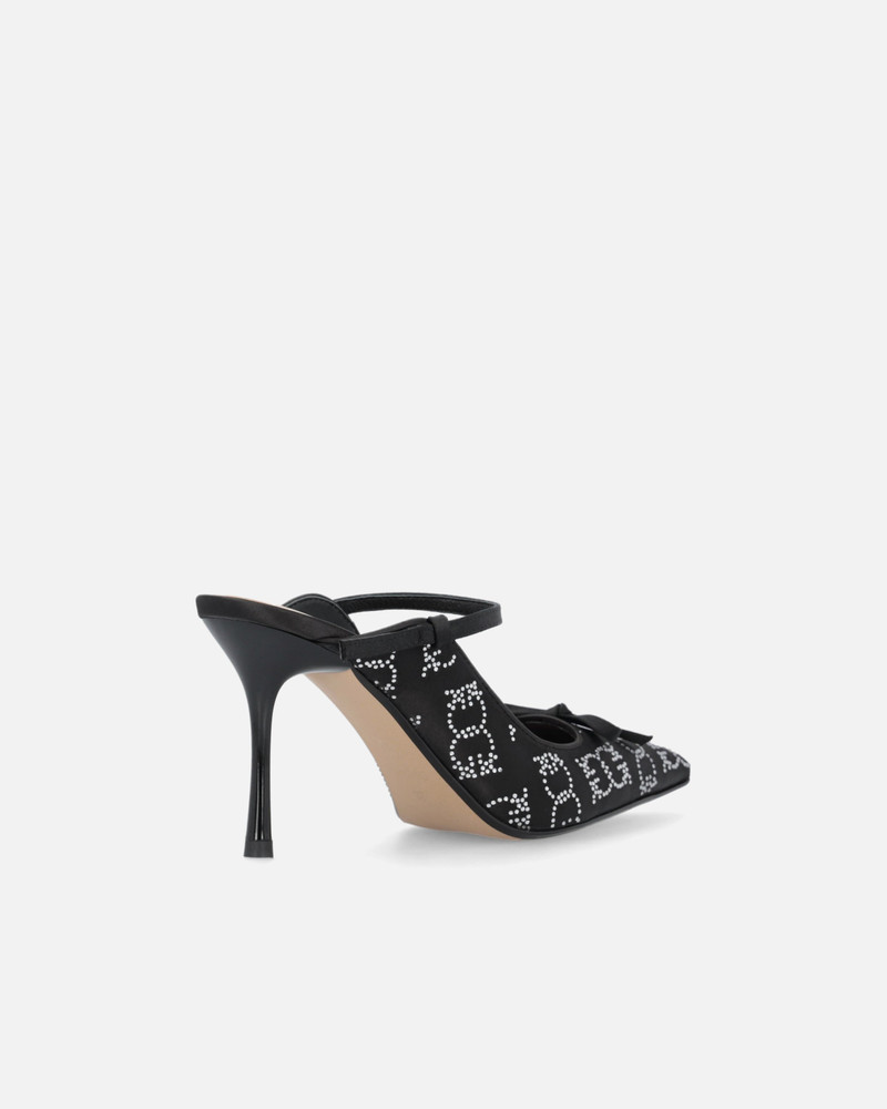 RHINESTONED SATIN SLIP-ONS WITH HEEL 3