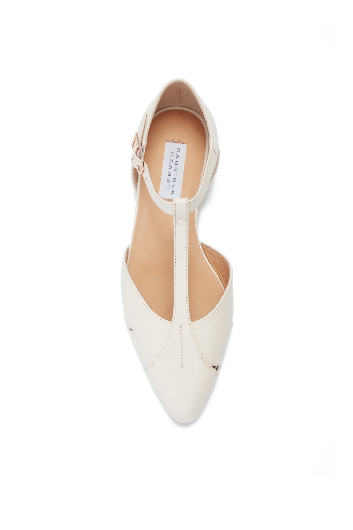 Harlow Ballerina Flat in Cream Leather - 4