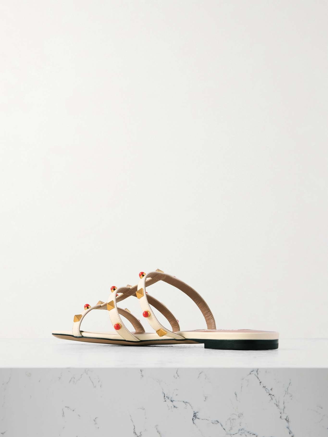 Rockstud leather slides Ivory - 3