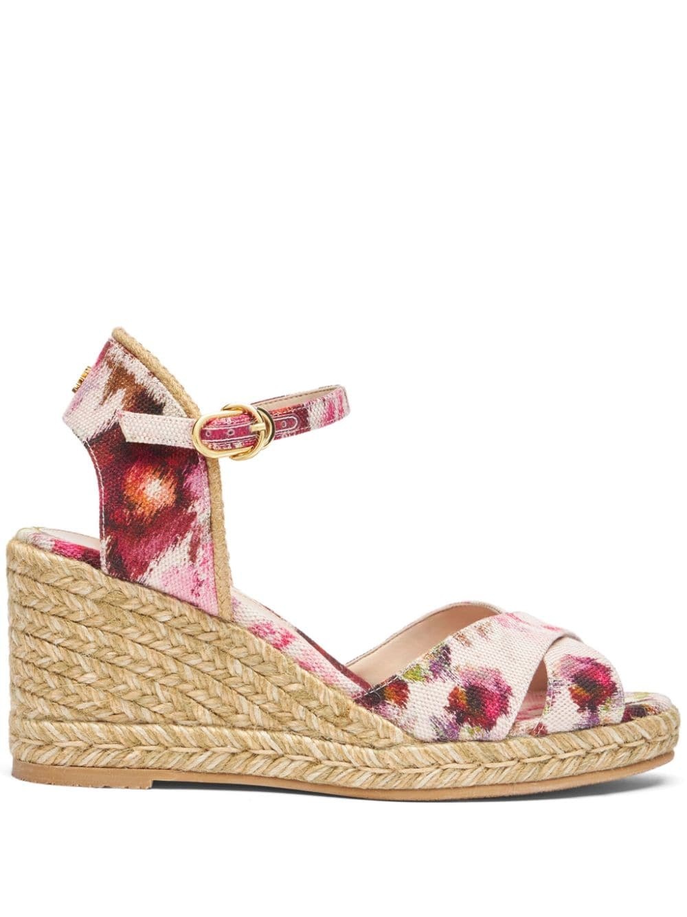 abstract print wedge sandals - 1