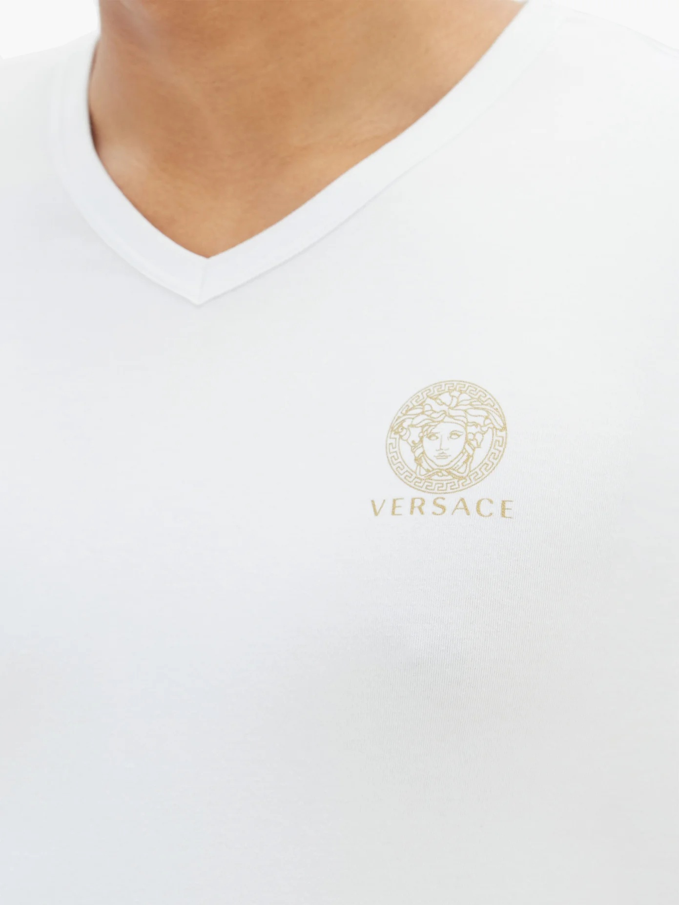 Medusa-logo V-neck cotton-blend T-shirt - 3