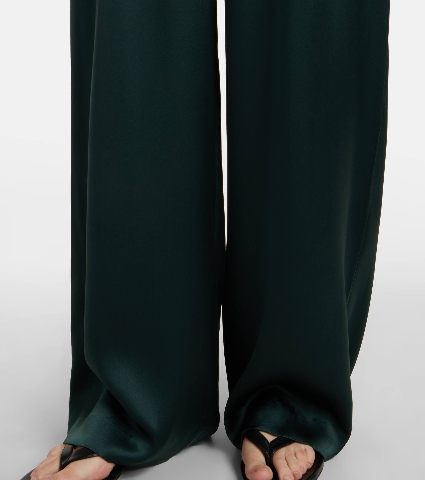 Silk satin wide-leg pants - 5