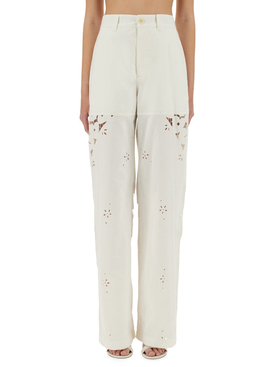 Marine Serre Women Upcycled Linen Pants - 1