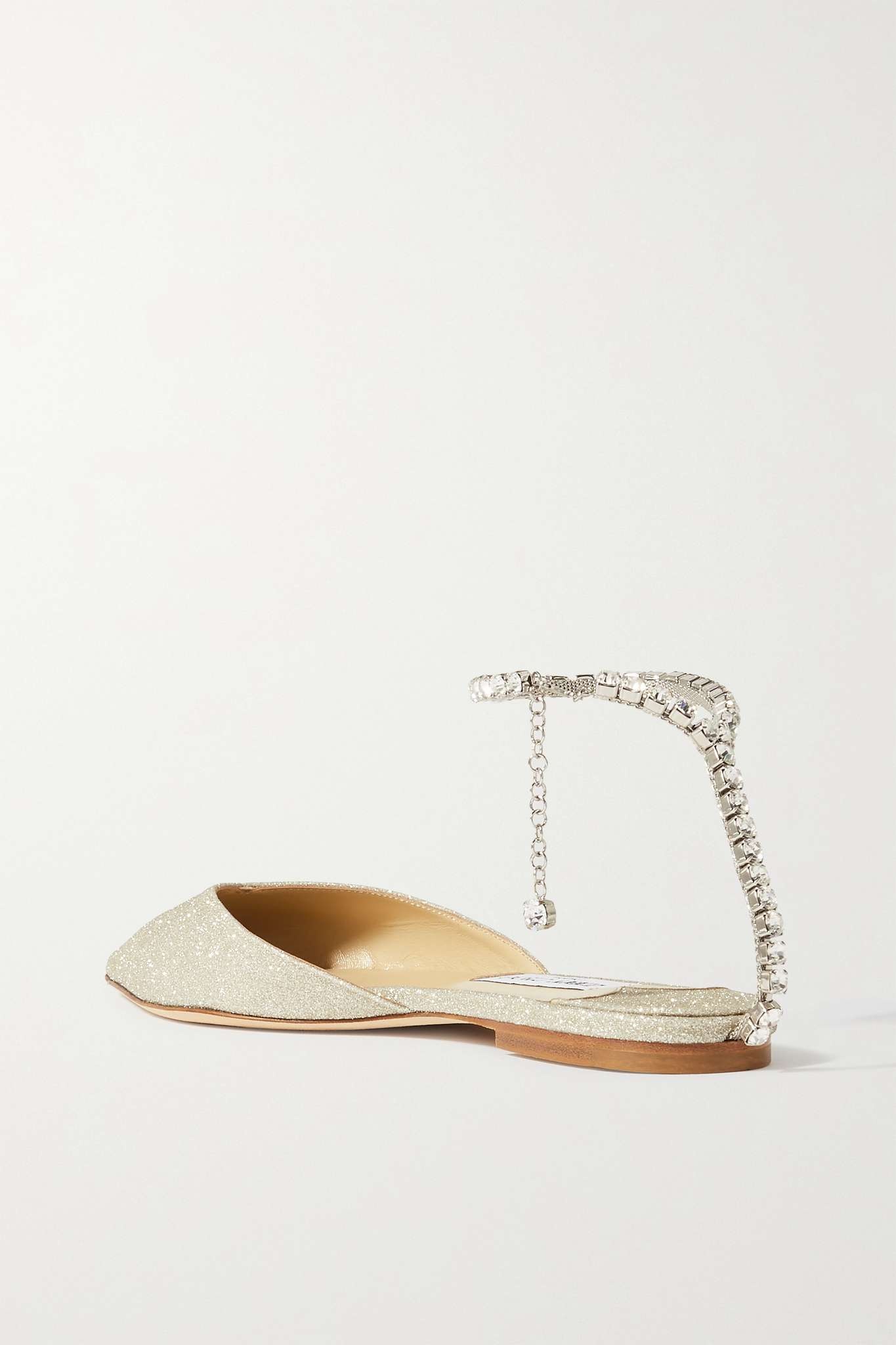 Saeda crystal-embellished velvet point-toe flats - 3