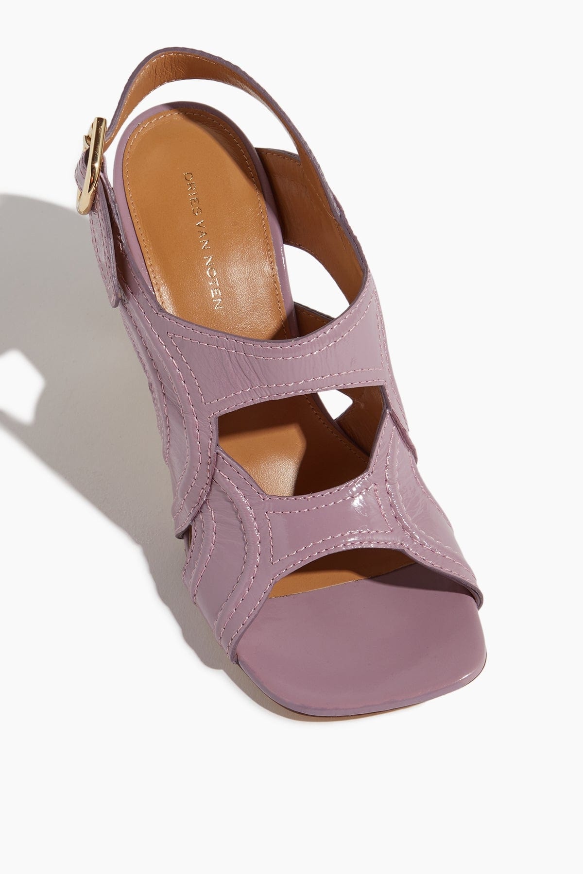 High Heel Sandal with Gold Heel in Lilac - 4