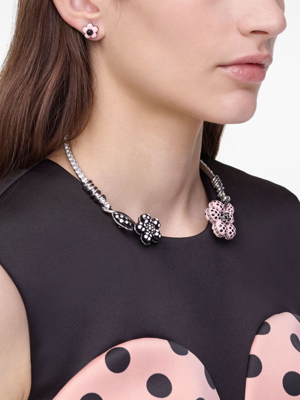 crystal-embellished flower necklace - 5