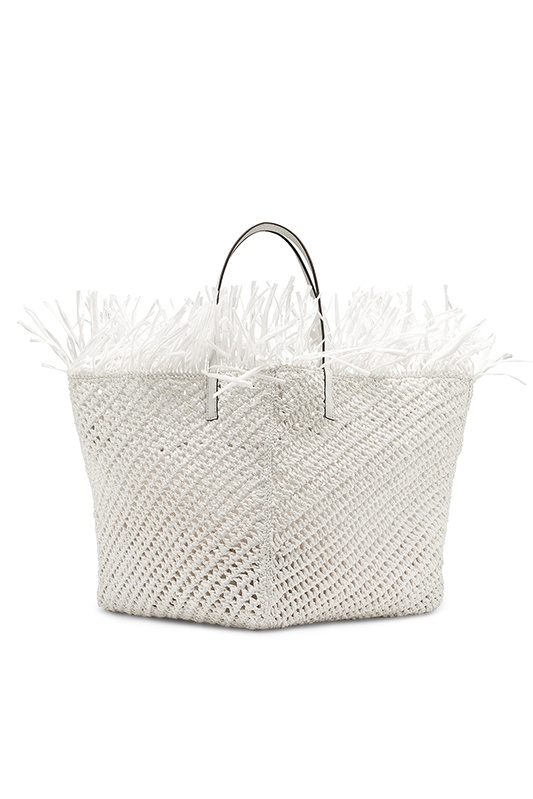 MEDIUM RAFFIA CROCHET SQUARE TOTE - 2