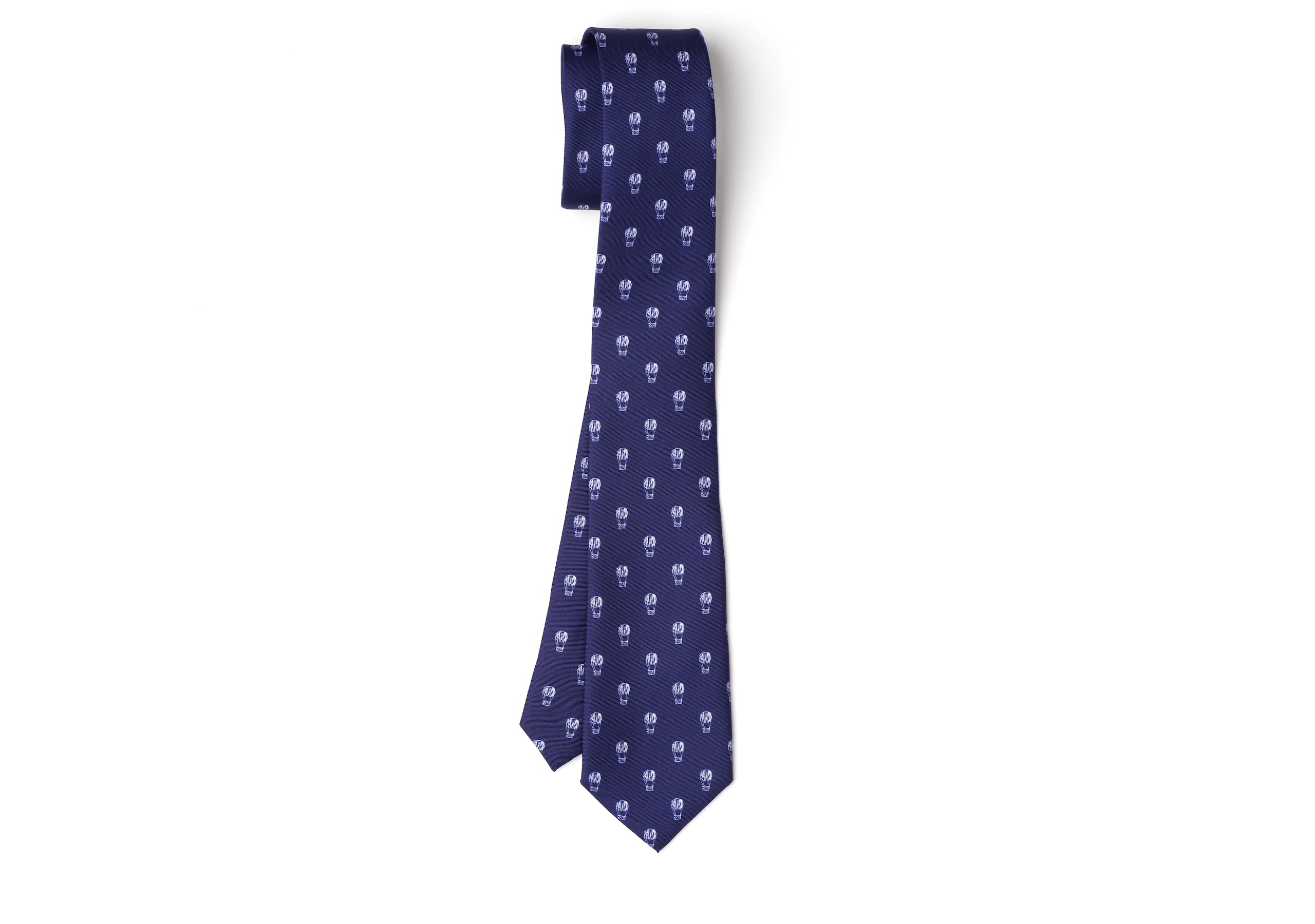 Air balloon print tie
Printed Silk Twill Navy - 1