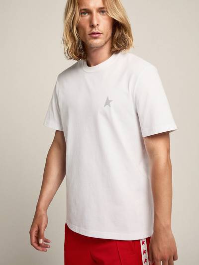 Golden Goose Men's white T-shirt with silver glitter star on the front outlook