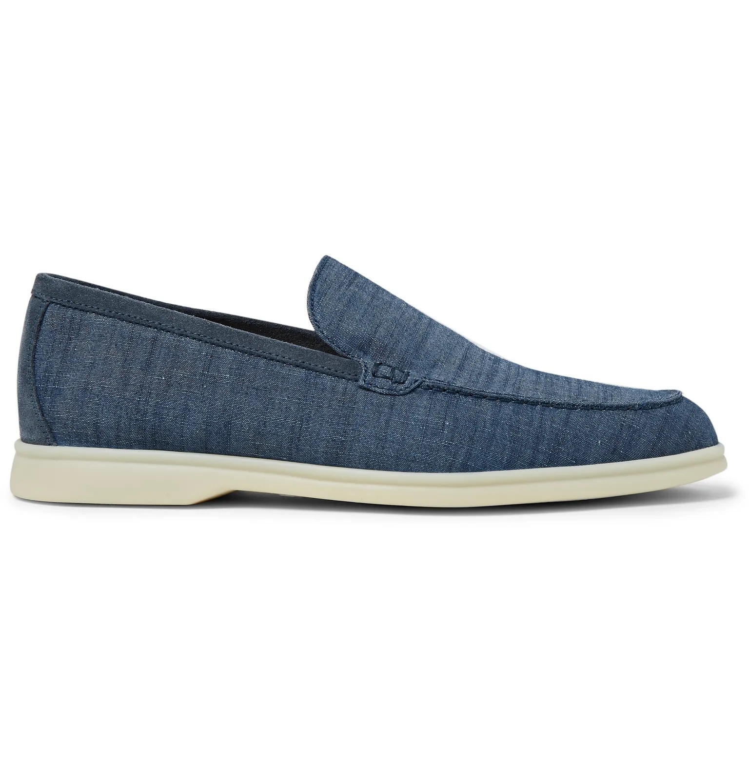 Summer Walk Suede-Trimmed Cotton and Linen-Blend Chambray Loafers - 1