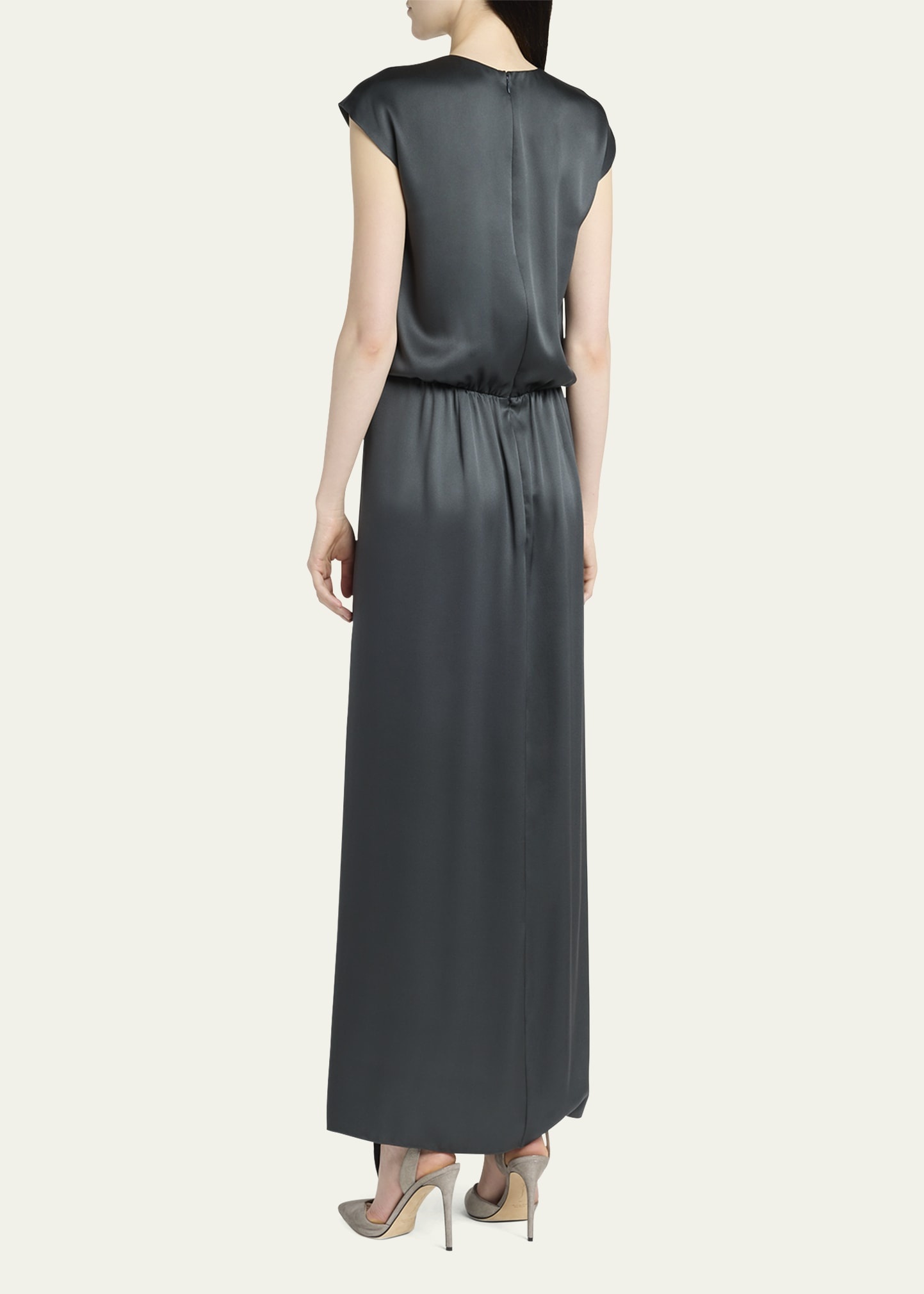 Long Double Silk Satin Gown - 3