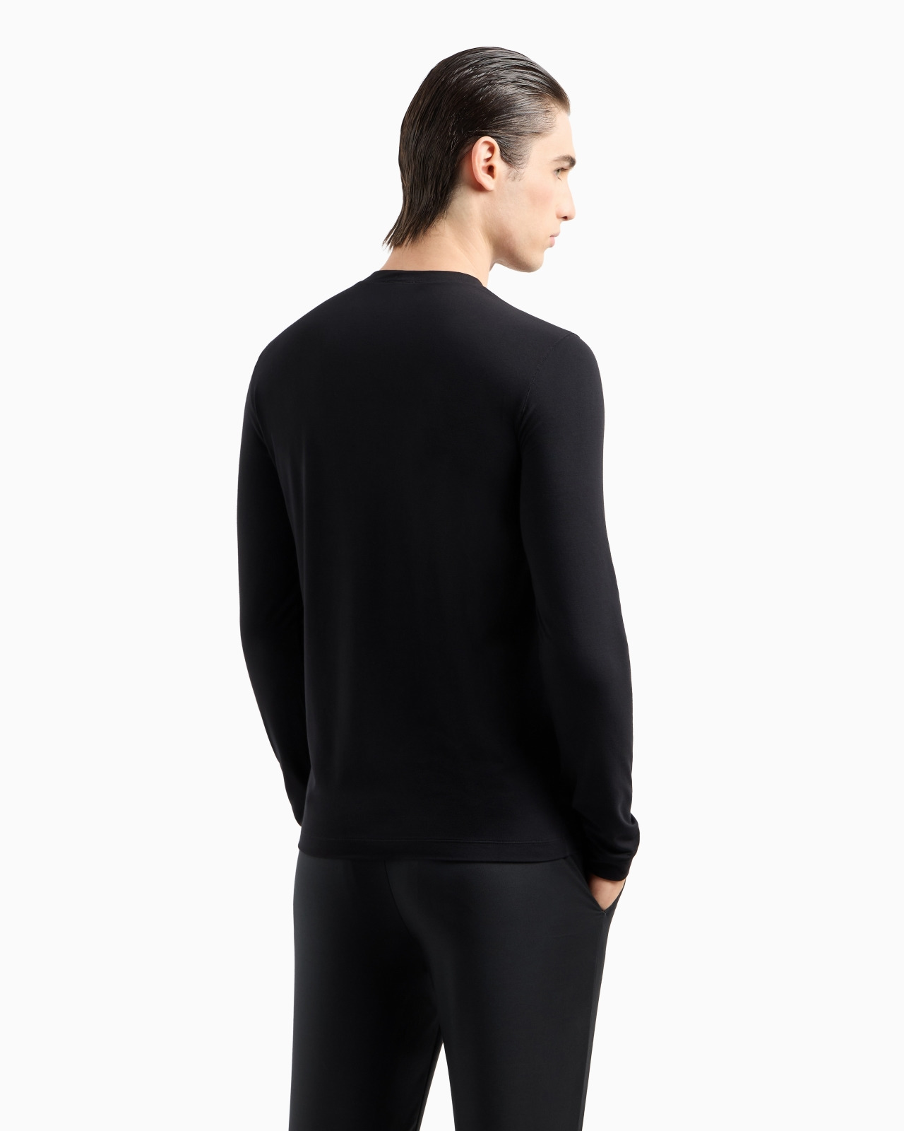 Stretch viscose jersey jumper with crew neck and long sleeves - 3