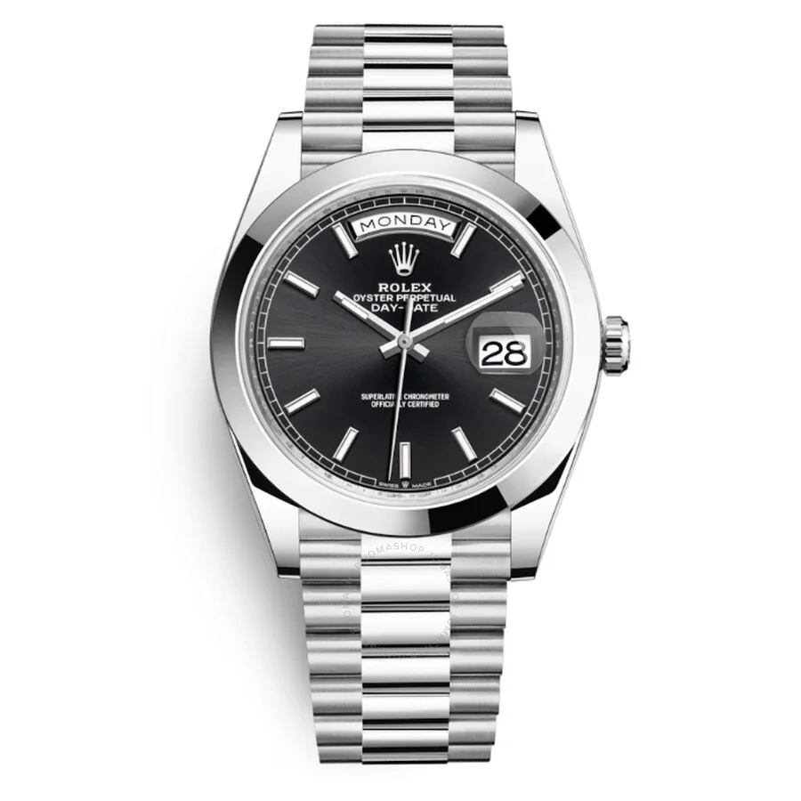 Rolex Day Date 40 Black Dial Automatic Men's Platinum President Watch 228206BKSP - 1