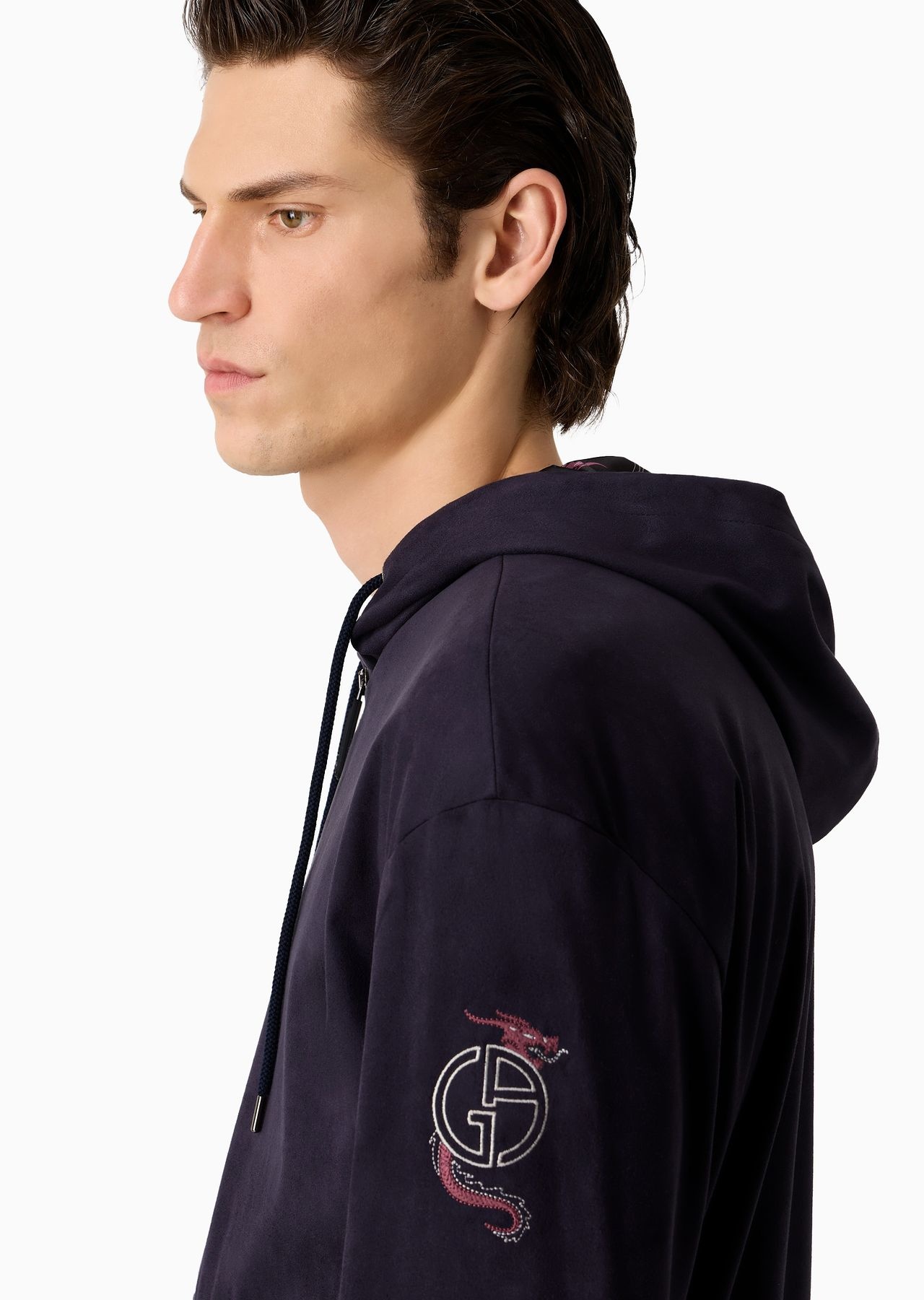 Suede-effect fabric hooded blouson - 5