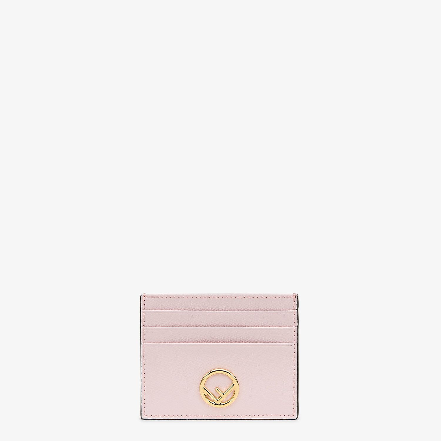 Pink leather flat card holder - 1