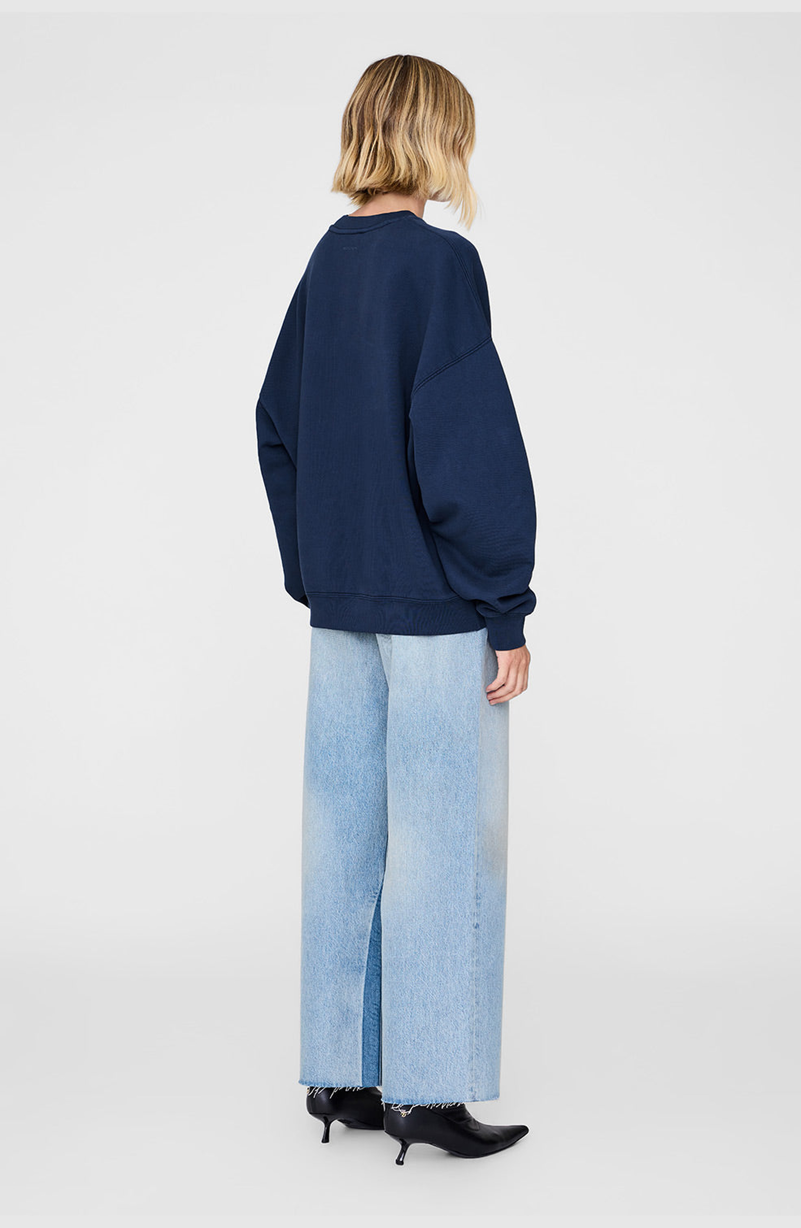 ANINE BING Miles Oversized Letterman Sweatshirt in Washed Navy at Nordstrom - 2