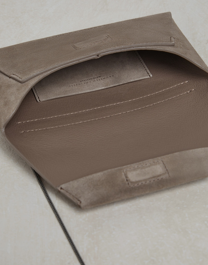 Brunello Cucinelli Suede envelope bag with precious chain outlook
