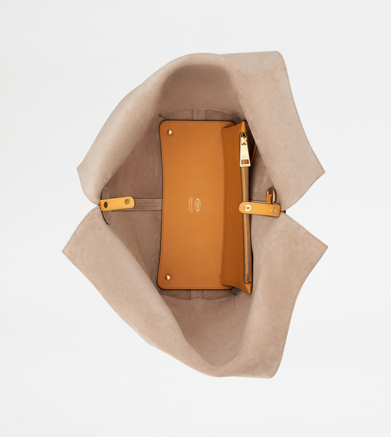 TOD'S DI BAG FOLIO SHOULDER BAG IN LEATHER LARGE - YELLOW 5