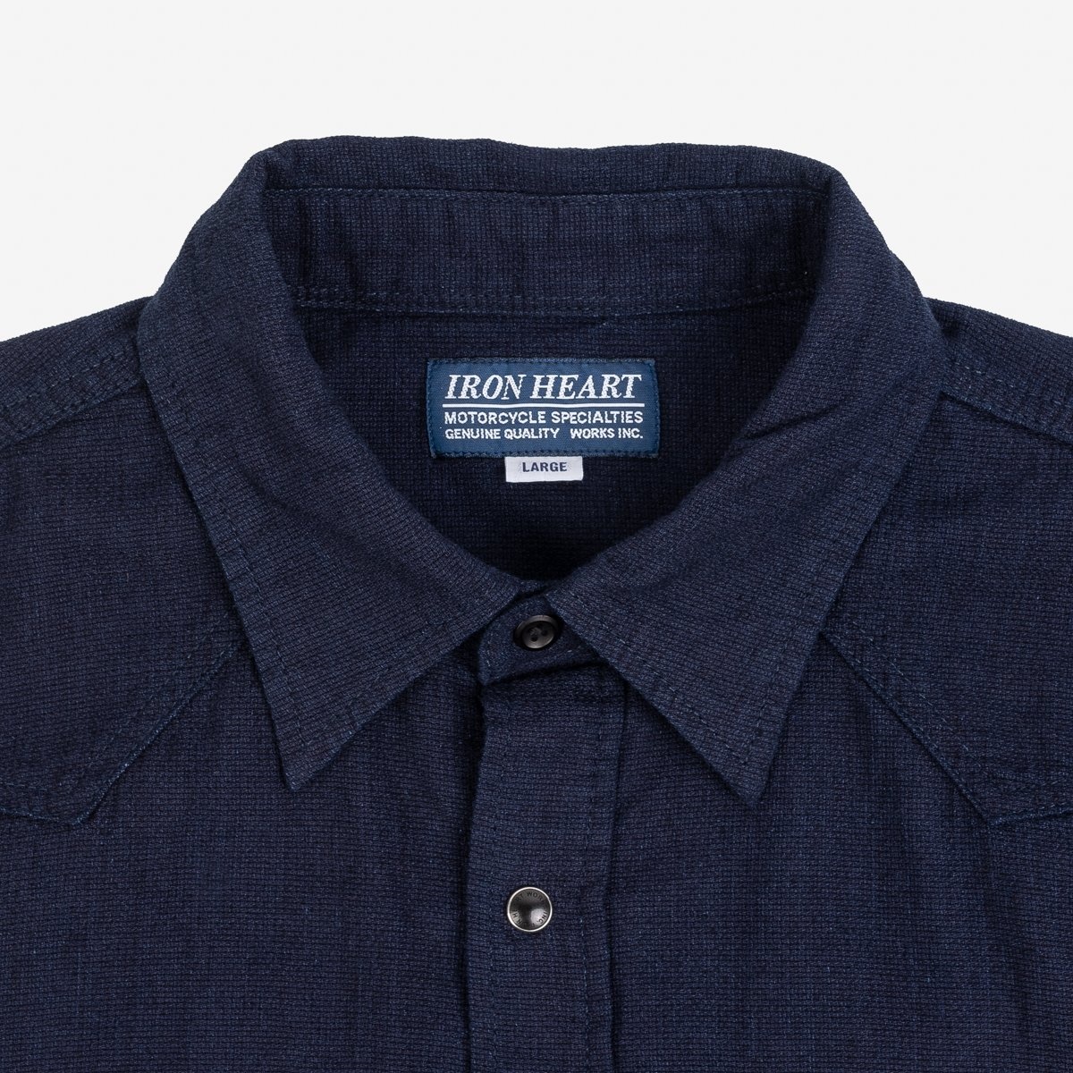 IHSH-357-IND 5oz Dobby Cloth Western Shirt - Indigo - 7