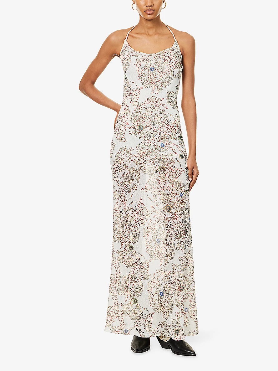 Nensi Floral-Print Open-Back Woven Maxi Dress - 3