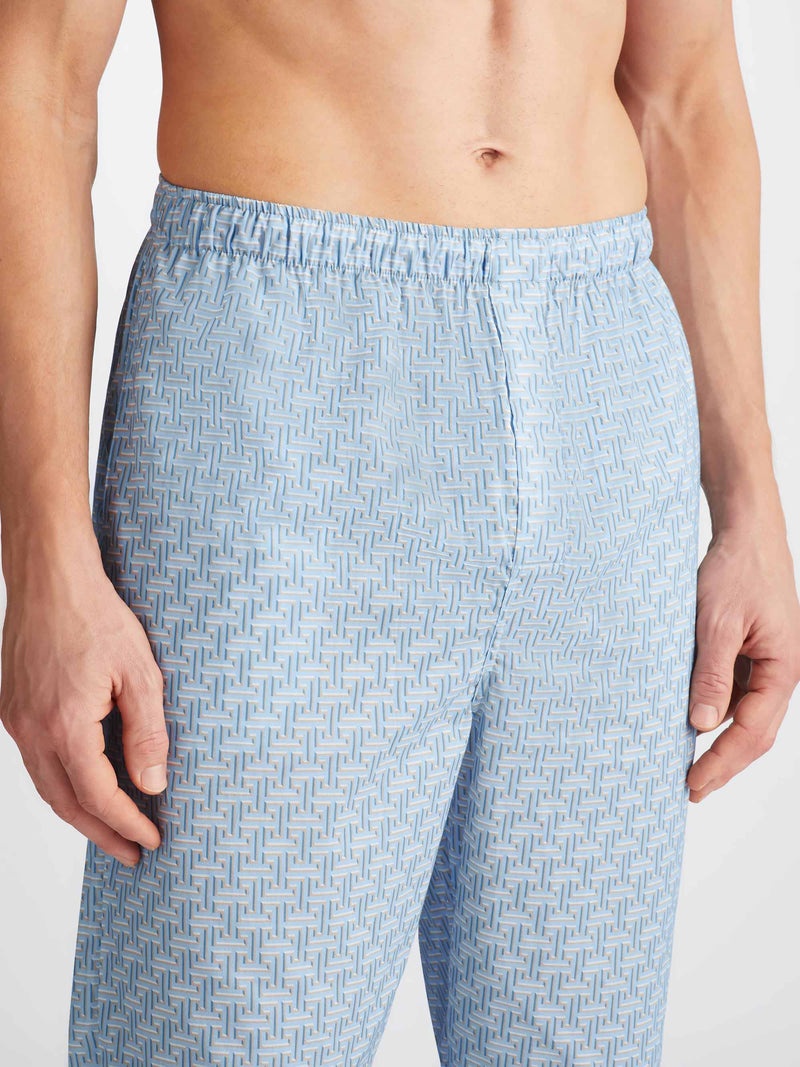 Men's Modern Fit Pyjamas Ledbury 72 Cotton Batiste Blue - 5