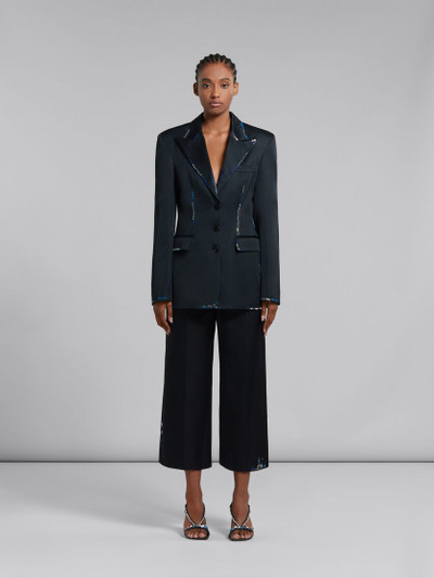 Marni BLACK DUCHESSE SATIN TROUSERS WITH BEAD MENDING outlook