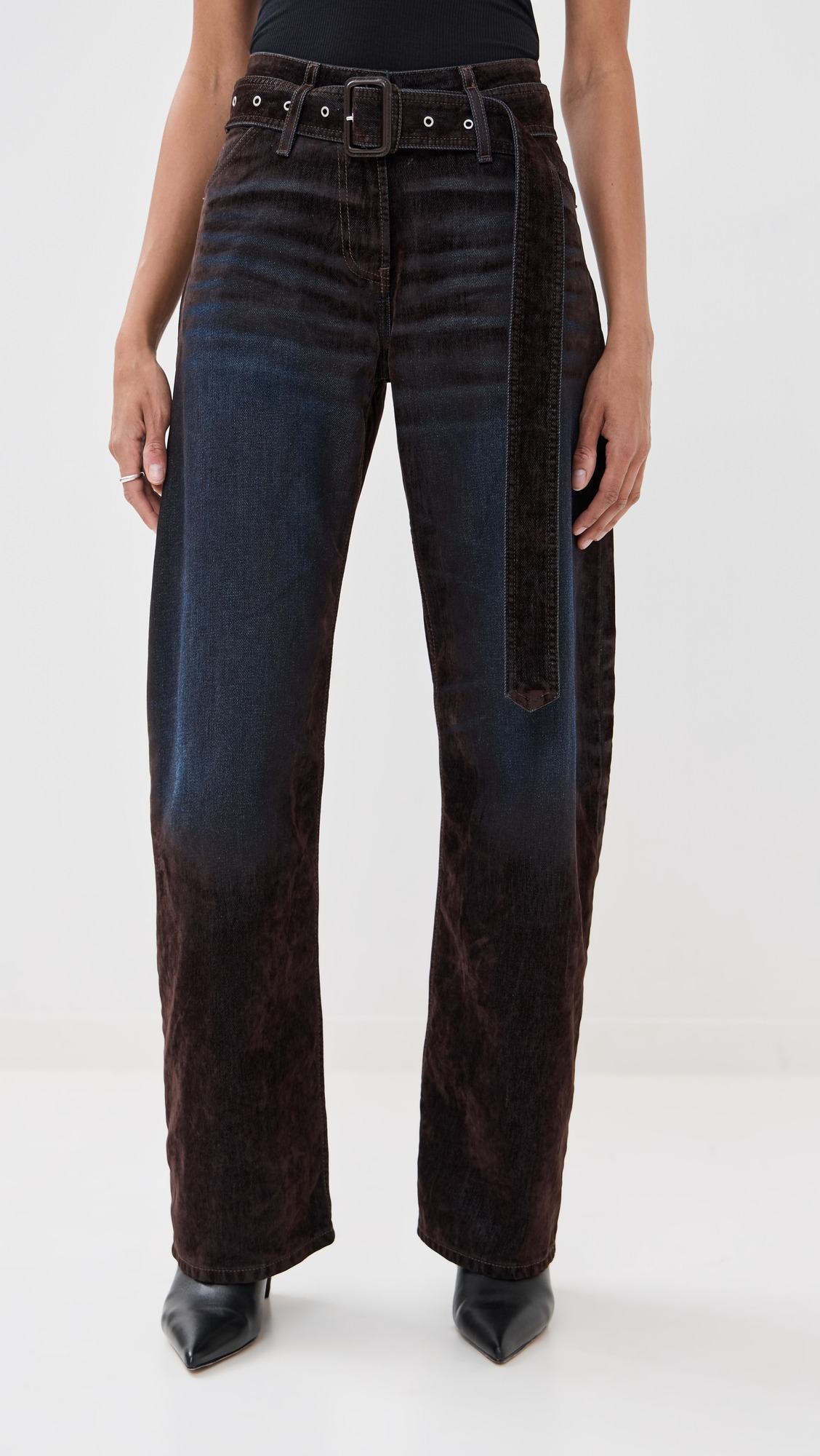Denim Used Flock Loose Fit Trousers - 6
