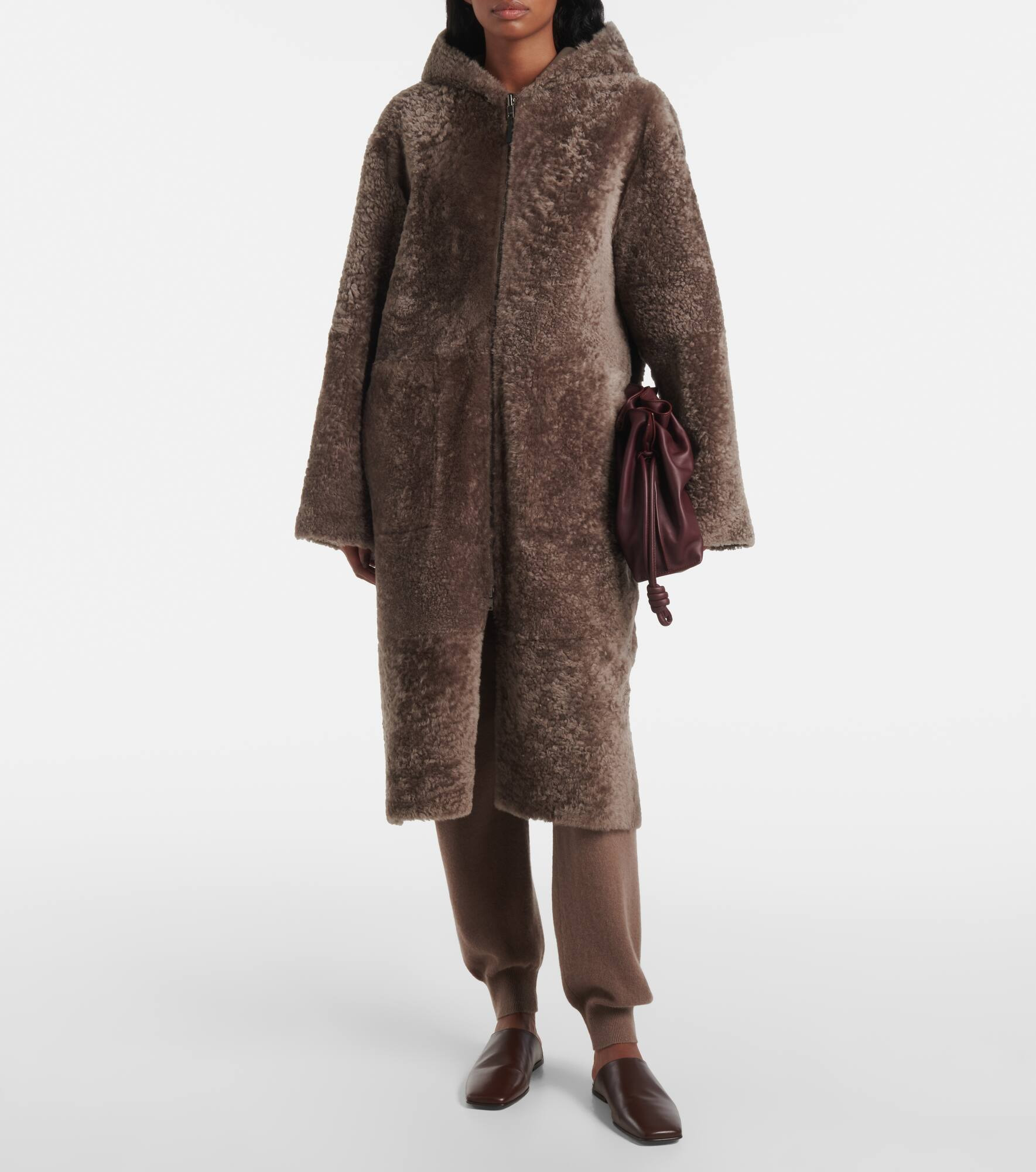 Reversible shearling and leather hooded coat - 6