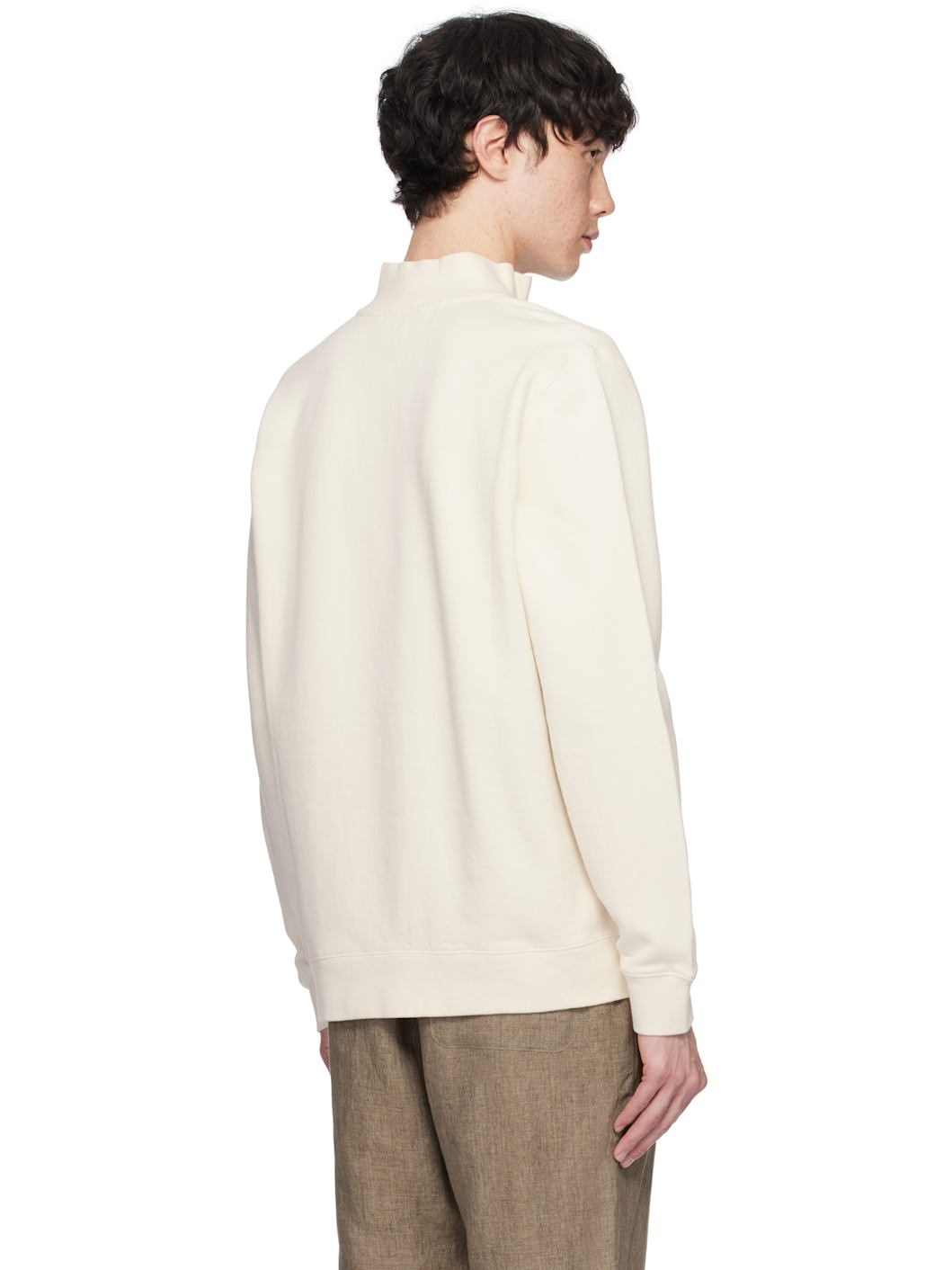 Beige Half-Zip Loopback Sweatshirt - 3