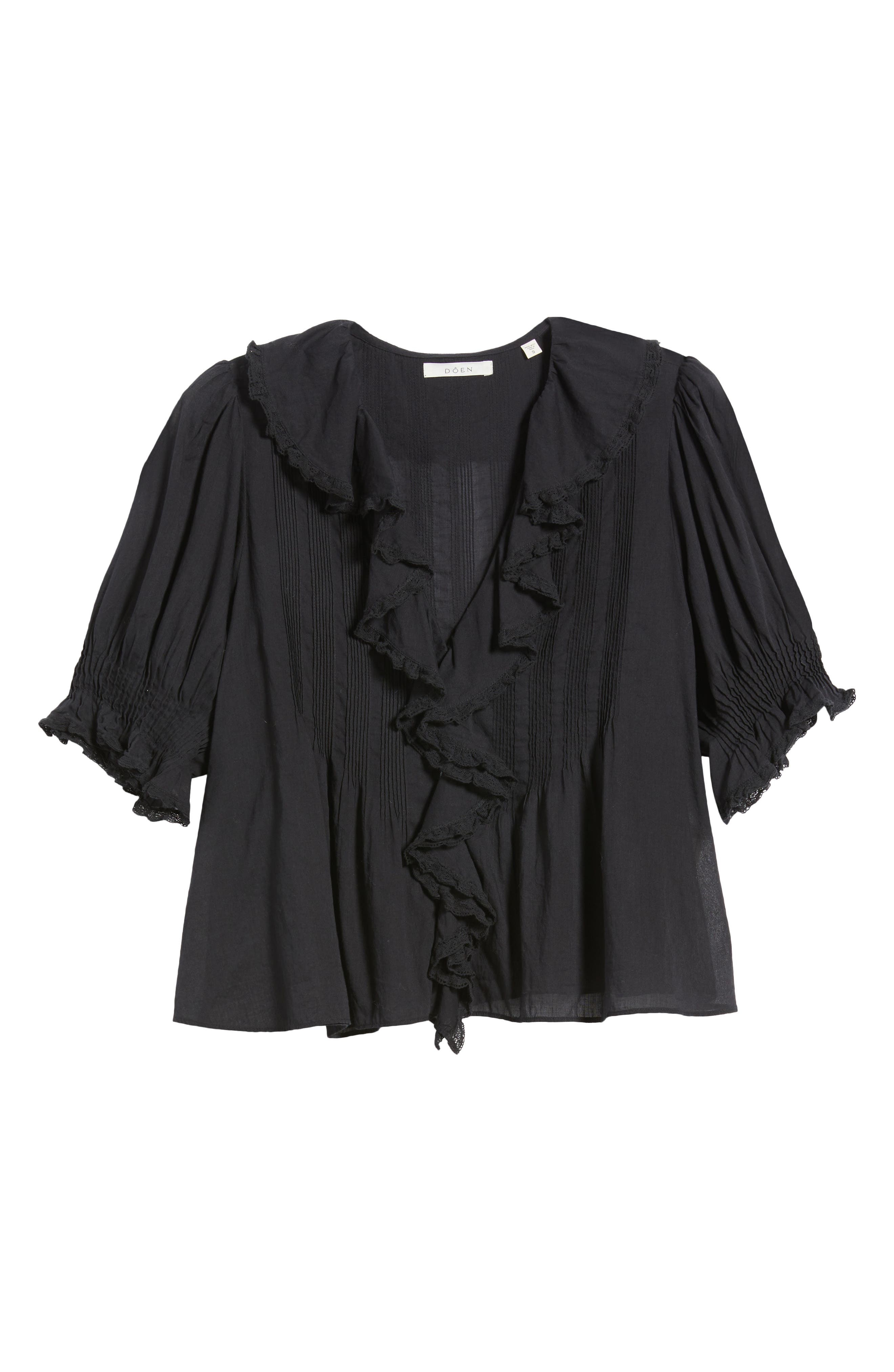 DÔEN Henri Organic Cotton Voile Top in Black at Nordstrom - 5