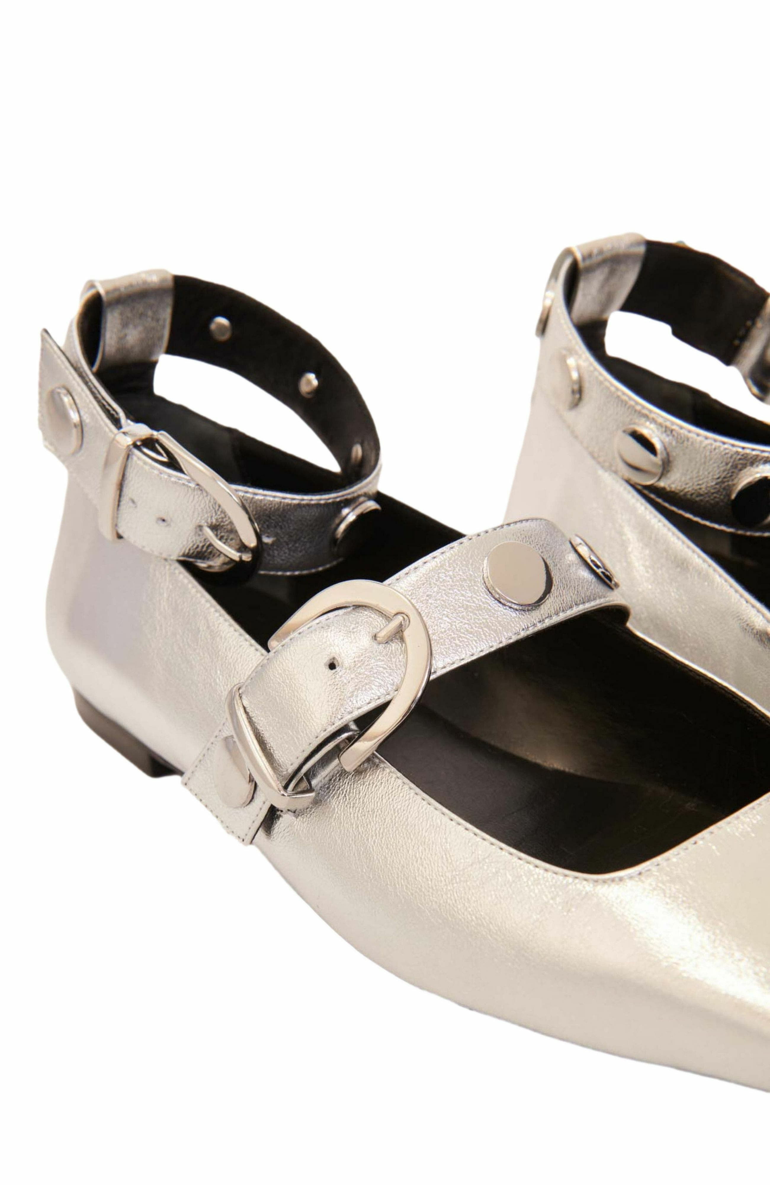 maje Metallic leather Mary Janes in Silver at Nordstrom - 4