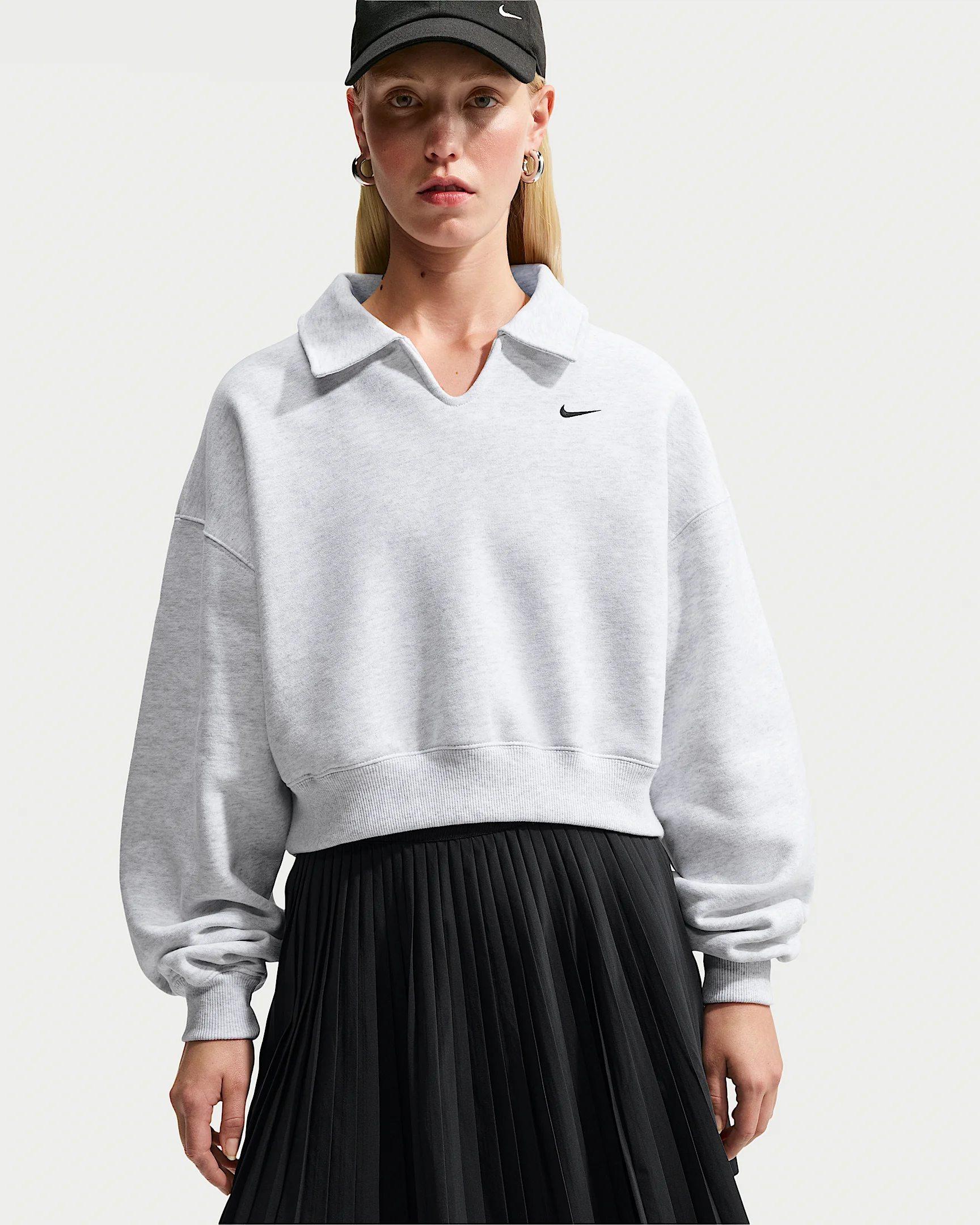 Nike Studio Fleece Medium Weight Women's Oversized Cropped Polo - 1