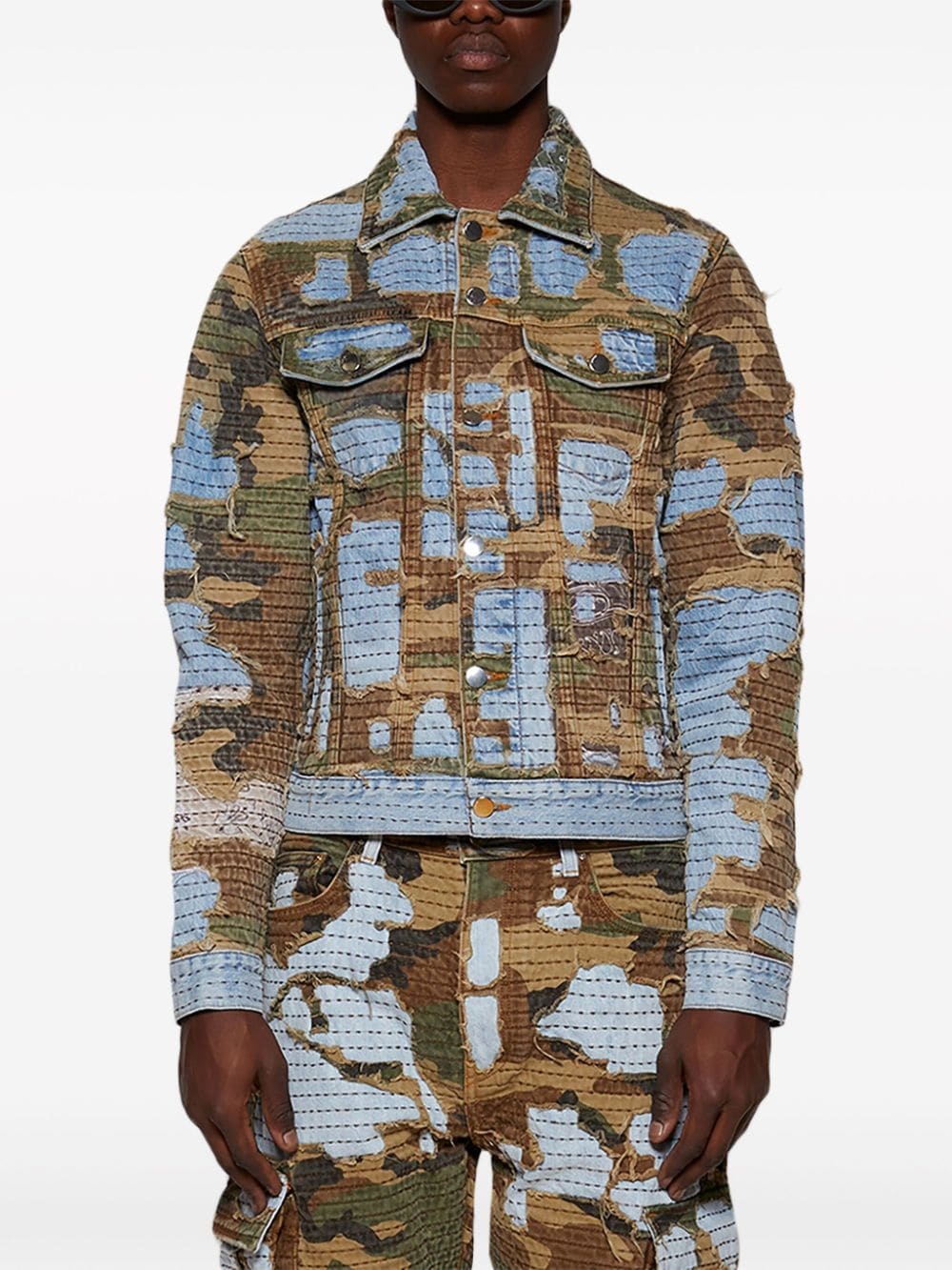 Camo Boro Repair denim jacket - 3