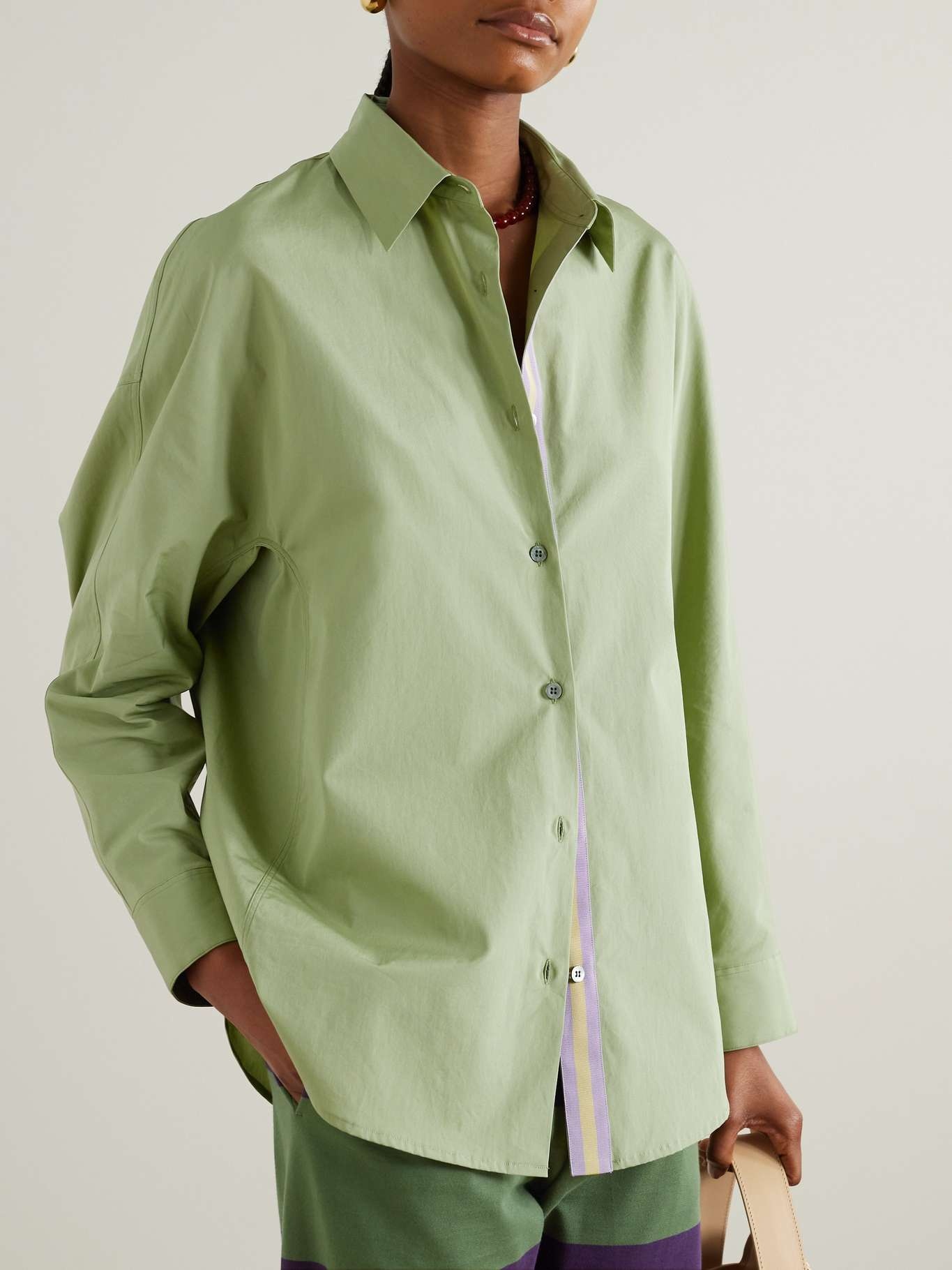 Grosgrain-trimmed cotton-poplin shirt - 3