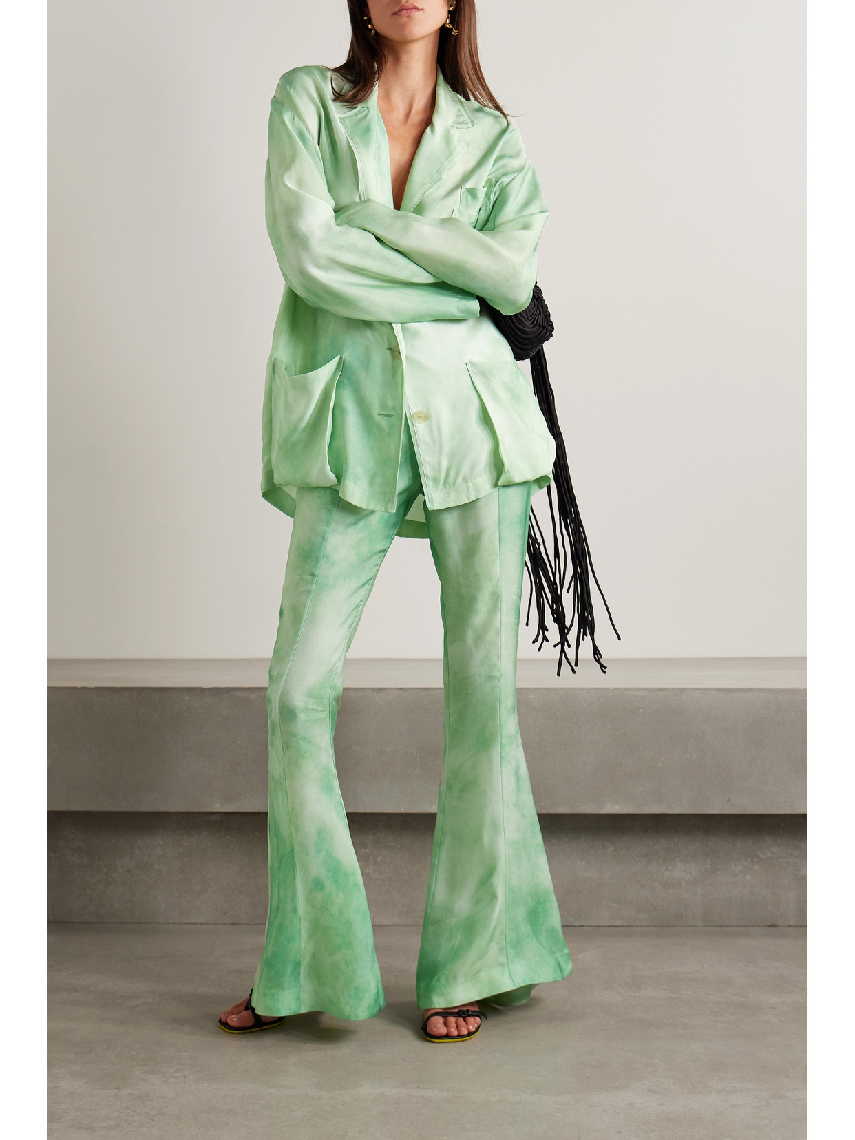 Flared Tie-dyed Twill Pants - 2