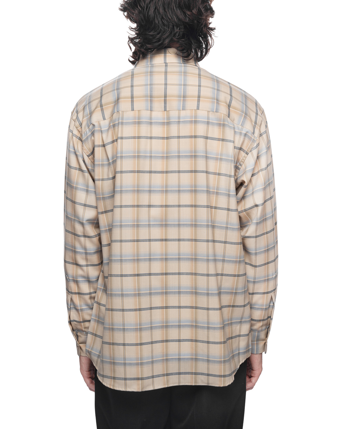AURALEE Super Light Wool Check Shirt Light Beige Check