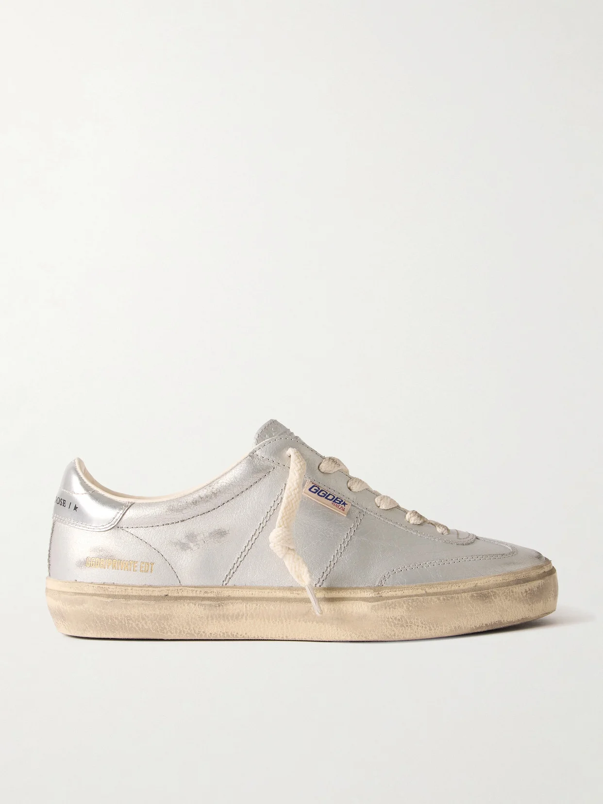 Soul-star Distressed Metallic Leather Sneakers - 1