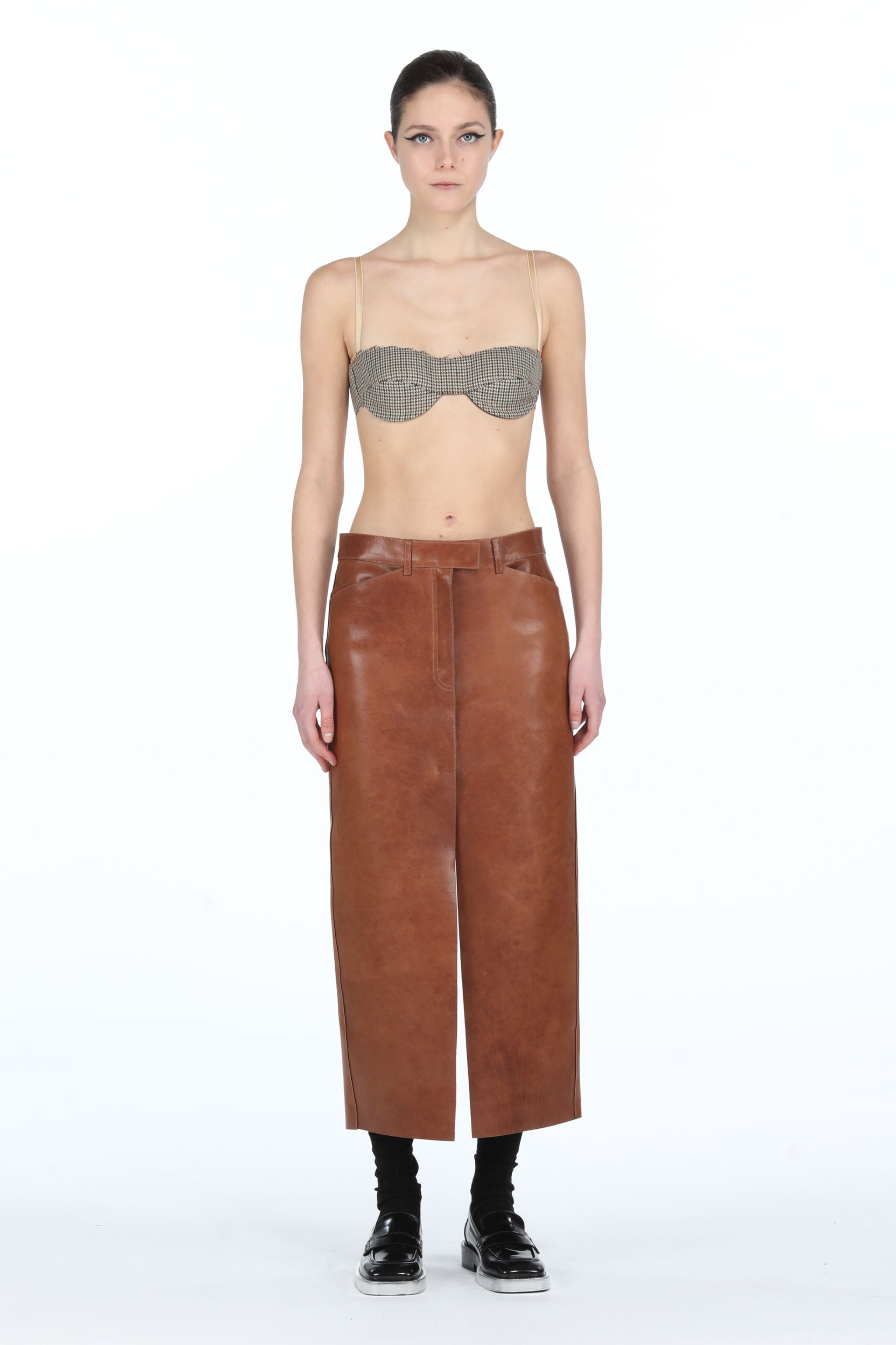 TAILORED LEATHER PENCIL SKIRT - 4