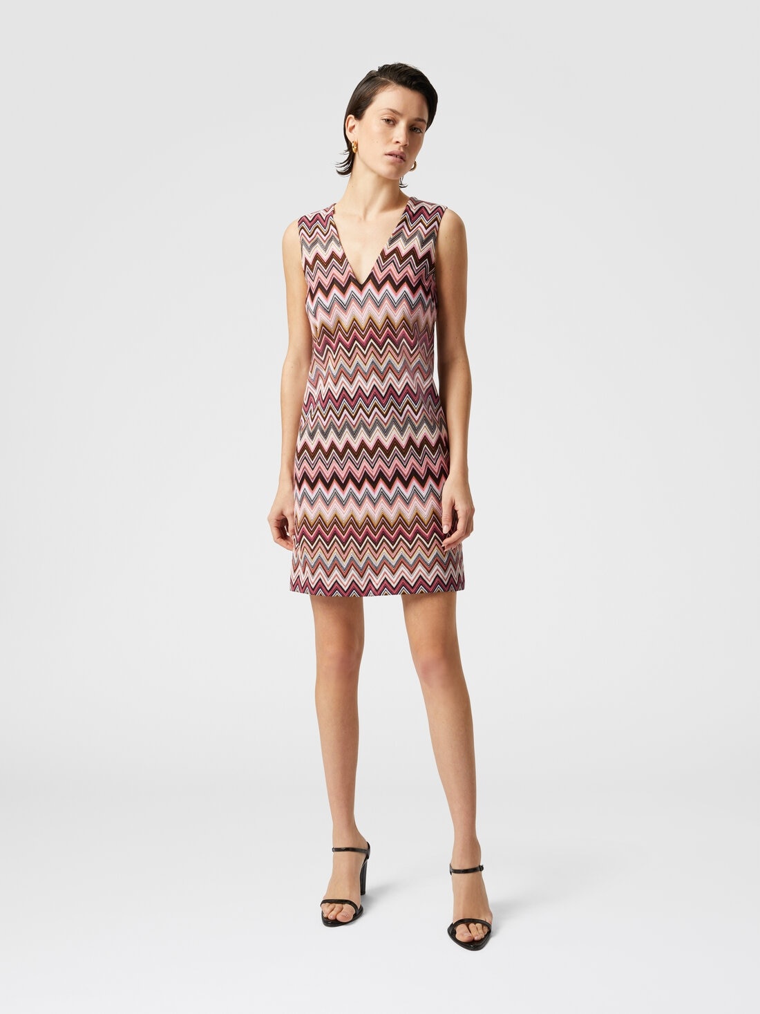 Sleeveless V-neck cotton and viscose zigzag mini-dress - 2